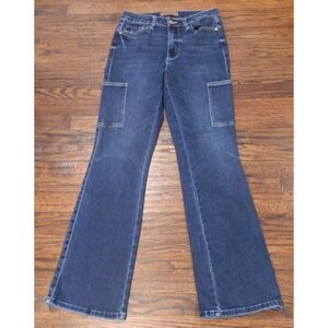 Judy Blue LA Cargo Blue Denim Jeans Pants Women's Size 7/28 JB88872 DK
